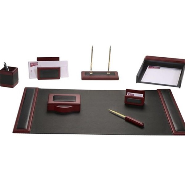 Workstation Rosewood & Leather 8-Piece Desk Set, 8PK TH635305